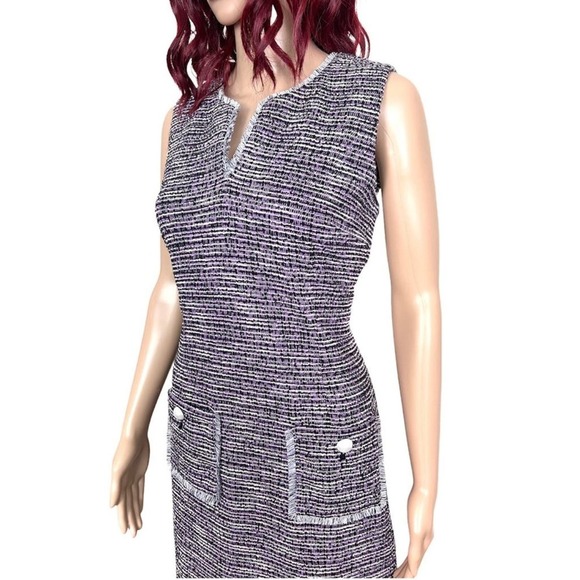 Karl LagerfeldTweed Sheath Dress Womens size10 Purple Mini Sleeveless EUC - Picture 4 of 12